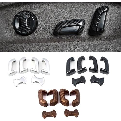 For Volkswagen VW Tiguan MK2 2017-2019 Carbon Fiber Color Seat Adjustment Button Panel Trim ABS Matte Silver Interior Accessory