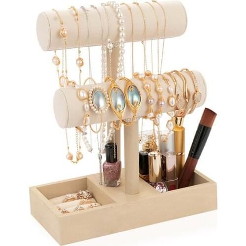 European Style Wooden Bracelet Watch Jewelry Earring Necklace Organizer Display Rack Desktop Storage Box Home Accessories