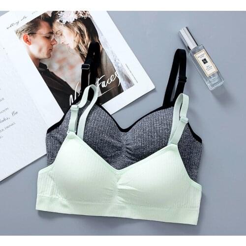 Cotton Girl Bra Underwear Female Students Learn Adolescence Thin Small Chest Wireless Gather Stereotype Bra Training Bra