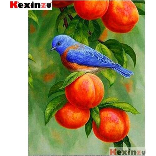 Full Square/Round 5d Diamond Painting-Peach and bird-3d Embroidery Cross Stitch Mosaic Full Picture Of Rhinestone Decor Y113369