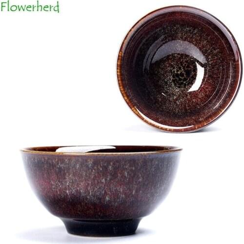 Ceramic Porcelain Tea Cup Teaware Hat Flow Glaze Brushed Cup Home Furnishing Daily Tea Cup Tea Bowl Kiln Change Kung Fu Tea Cup