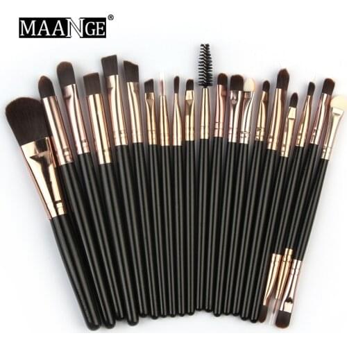 MAANGE Makeup Brushes Set Professional 15/20pcs Foundation Eyeshadow Powder Blending Wood Cosmetic Brush Set Pincel Maquiagem