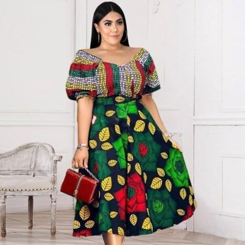 2 Piece Sets Tops And Skirt Women Fashion Clothing African Dresses For Women Dashiki Long Maxi Dress Summer African Wear