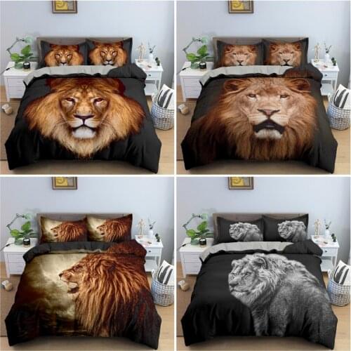 3D Animal Printed Bedding Set Home Textile Luxury Bedclothes King Queen Home Decor Lion Pattern Duvet Cover Set With Pillowcase