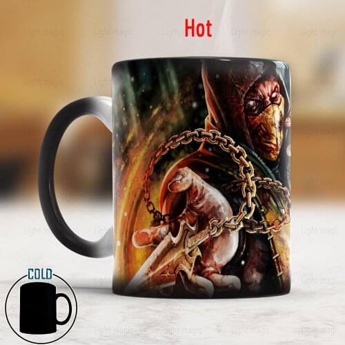 Mortal Kombat mug changing color mugs heat Sensitive 350ml coffee mug cups best gift for your husband boy friend