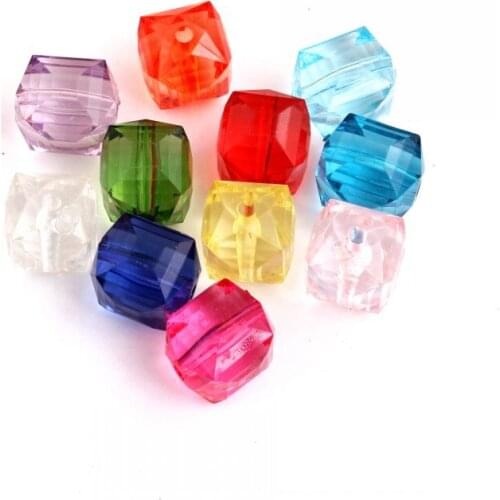 Kwoi Vita 20mm Colorful Acrylic Transparent Clear Ice Cube Beads for Bubblegum Kids Chunky Beaded Necklace