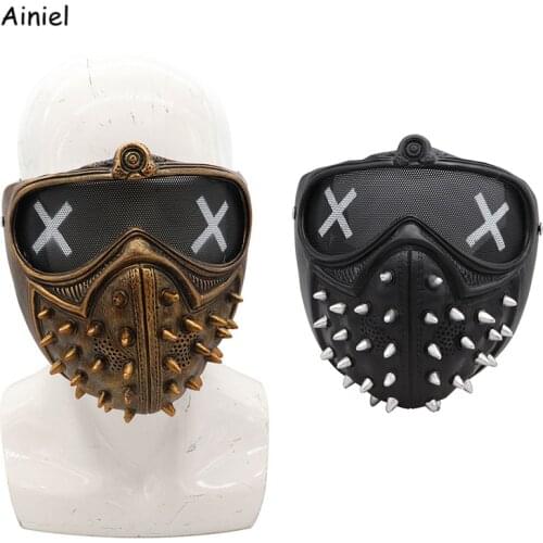 Hot Fashion Cool Watch Dogs 2 Punk Style Half Mask PVC Latex Halloween Carnival Dress Up Props Adult Masquerade Cosplay Mask