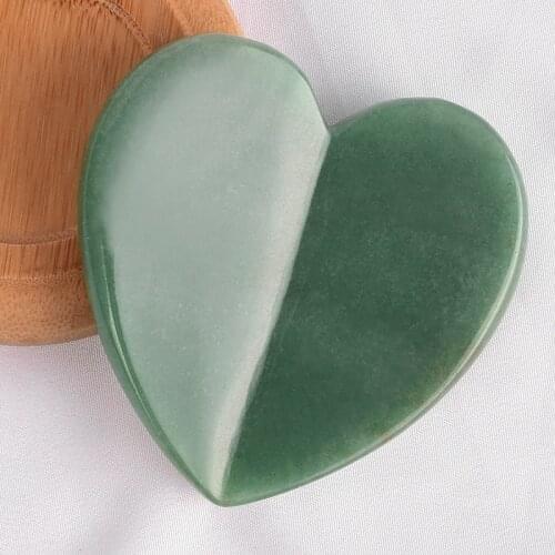 Heart Shape Natural Green Aventurine GuaSha Massager Stone Scraper Massage Tool Face back Foot Massage Guasha With Gift Box