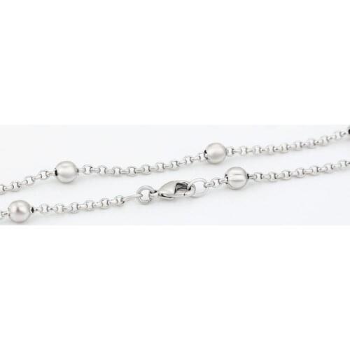 MxGxFam ( 46 cm * 4 mm ) Gold Color White 18 inch Round Beads Necklace For Women Fashion XP Jewelry