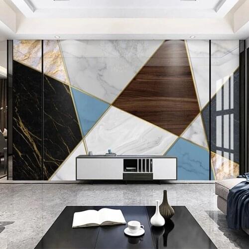 Custom Any Size Mural Wallpaper Modern Simple Geometric Marble Wall Painting Living Room TV Sofa Bedroom Papel De Parede Sala 3D