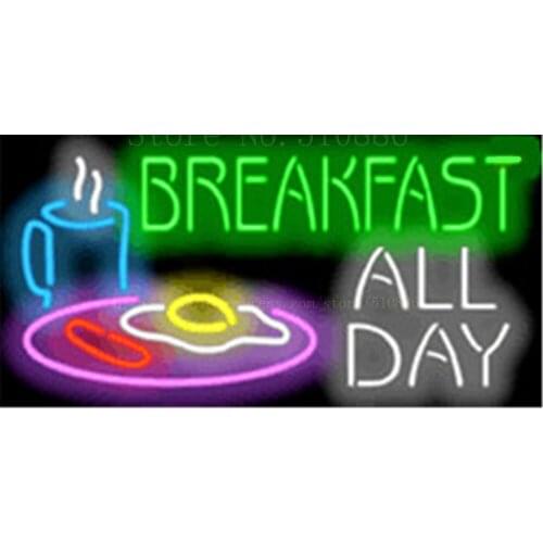 Breakfast All Day neon sign Handcrafted Light Bar Beer Pub Club signs Shop Store Business Signboard diet food19"x15"