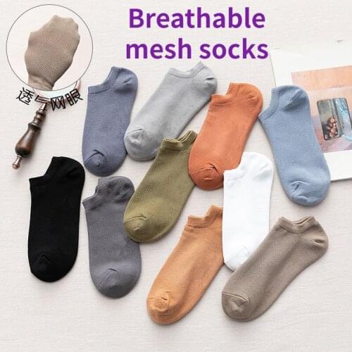 6pcs = 3pairs / lot Cotton Mens Socks Summer And Autumn Mesh Breathable High Quality Comfortable Boat Socks Slippers Socks