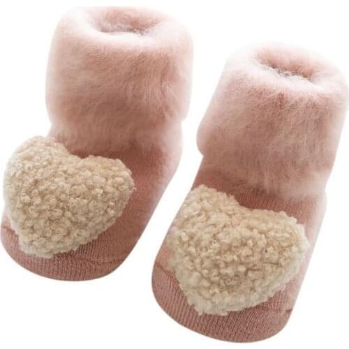 Todder Socks Winter Velvet Warm Baby Sock Doll Looped Antiskid Newborn Socks Floor Toddler Shoes Love Sweet