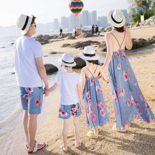 2019 Newest Fashion Mommy and Me Baby Matching Clothes Mum Mom and Daughter Dress Mother Daughter Outfits Floral blue Dresses