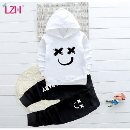 LZH 2021 New Autumn Hooded Long-Sleeved Sweater+Letter Pants 2Pcs Set Cute Baby Clothes Girls Childrens Tracksuit Baby Boys Set