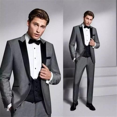 Latest New Style Groomsmen Shawl Black Peak Groom Tuxedos One Button Men Suits Wedding Best Man Blazer ( Jacket+Pants+Vest+Tie)