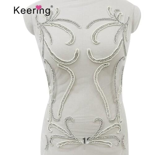 New arrival sexy silver crystal rhinestone bodice panel for wedding dress WDP-272