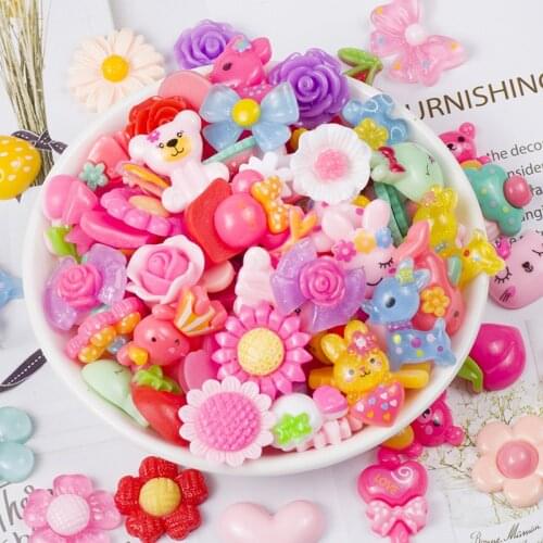 20-50Pcs Mixed Cartoon Flatback Planar Resin Color DIY Craft Supplies Phone Shell Decor Patch Material Ornament Hair Accessories