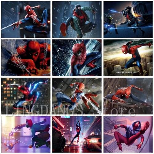 Spider Man Poster 5D DIY Diamond Painting Movie Marvel Superman Diamond Mosaic Embroidery Handmade Art Cross Stitch Home Decor