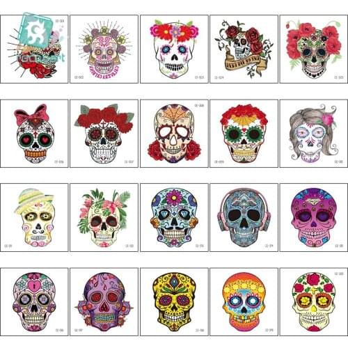 Rocooart New Design Katrina Series Horrifying Skull Holiday Body Fake Temporary Waterproof Tattoo Sticker For Kids Party Gift