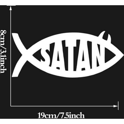 Satan Fish Vinyl Decal Sticker Window Bumper Religious Jesus Parody Funny 19x8cm