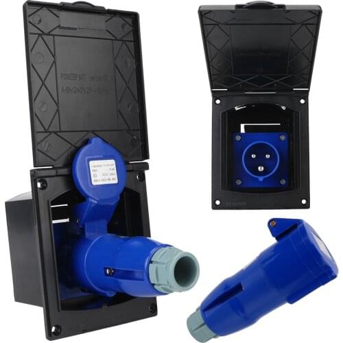 External Flush Hook Up for RV Camper Marine 220V-240V 16A Plug Socket With Cover Waterproof Motorhome Main Inlet Socket