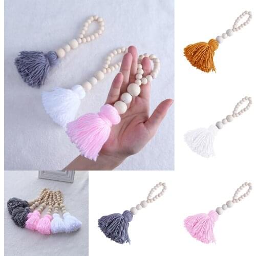 Nordic Wood Beads Tassel String Design DIY Hangeration Kids Room Tent Bed Wall Decoration Gift Photography Props