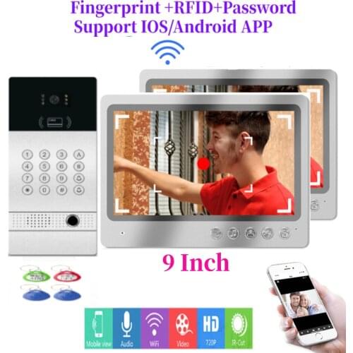 Smart App Remote Unlock WiFi IP Video Door Phone Video Intercom System Motion Detection Fingerprint password RFID Camera