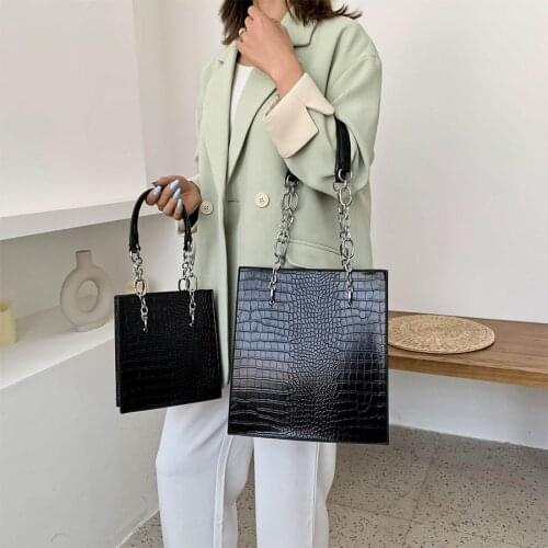 Vintage crocodile pattern shoulder bag large capacity lady handbag quality leather lady design large small handbag travel bag