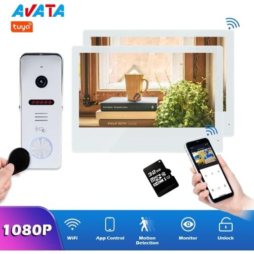 10 Inch TUYA Smart Life WiFi Video Intercom Home Video Door Phone System Touch Screen 1080P RFID Unlock Video Doorbell Camera