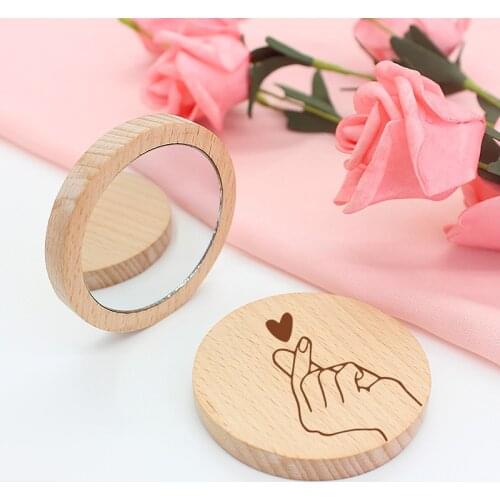 Logo Custom Make-up mirror beauty salon easy to carry Portable pocket mini makeup mirror Round shape 75*10cm small gifts