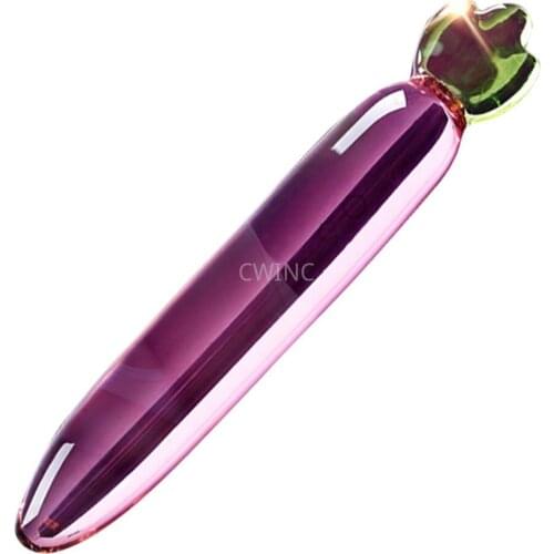 Female Adult Sex Supplies Crystal Glass Penis Masturbation Device Backyard Anal Plug Small Eggplant