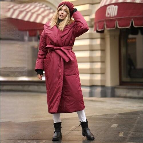 Maternity Winter Coat Long Windbreaker Thick Women Pregnant Warm Outwear Hoodie Parkas Pregnancy Wear A Belt Thicken Windbreaker