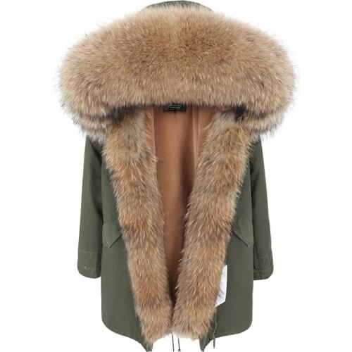2020 New Winter Womens Jacket Real Raccoon Fur Collar Womens Clothing Thick Warm Coat Womens Jacket Parkas Outerwear