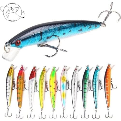10Pcs/lot 100mm 7.5g Isca Artifical Minnow Plastic Hard Baits Wobblers With 2 Treble Hooks Sea Fishing Crankbait Pesca Jigging