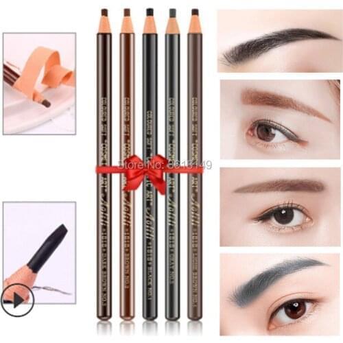 12pcs Waterproof Microblading 1818 Eyebrow Pencil Peel-off Pencil Black Grey Brown Light Brown Natural Brown Color Pencil