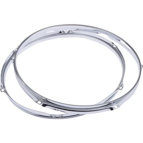 2 Pcs Premium Alloy Steel Snare Drum Hoop Rim 14 inch 6 Holes 1.2mm