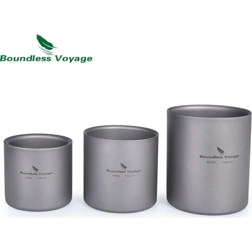 Boundless Voyage 3 in 1 Double Wall Titanium Cup Heat Resistant Mini Tea Drink Cup Outdoor Camping Mug Coffee Cup