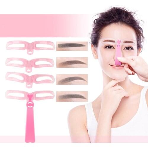 4Pcs/Set Reusable Eyebrow Stencil Set Eye Brow Mold DIY Drawing Guide Styling Shaping Template Card Makeup Beauty Kit