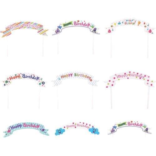 5 PCS Colorful Rainbow Cake Topper Birthday Wedding Cake Flags Cloud Balloon cake flag Birthday Party Baking Decoration Supplies