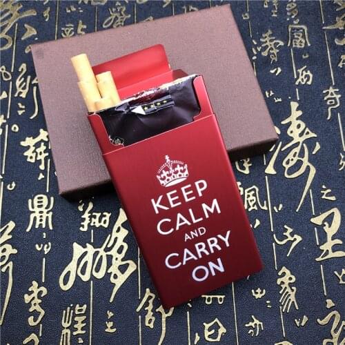 Alalinong N75 Keep Calm And Carry On Aluminium Alloy Metal Cigarette Case Cigarette Box Smoking Accessories Gadgets for Men