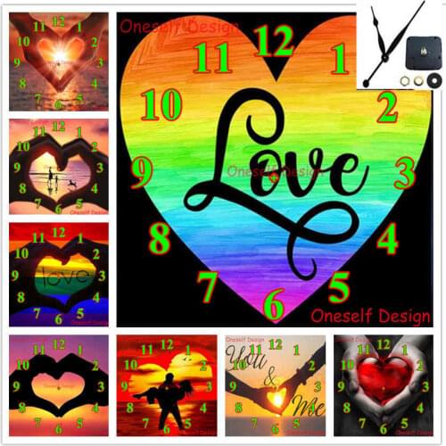 Love heart 5d diamond embroidery full clock rhinestone pictures diamond painting Mechanical clock decortion home wall sticker