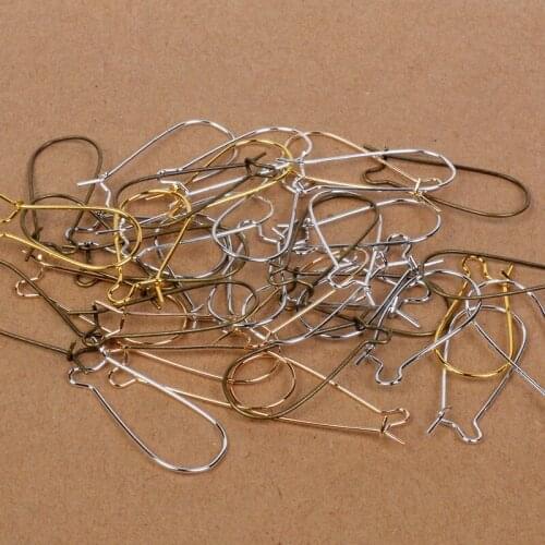 Free Shipping 100Pcs Earring hooks Kidney Earring Wire Earwire 11x24mm/16x38mm Gold Silver Plated For Jewelry Making Craft DIY