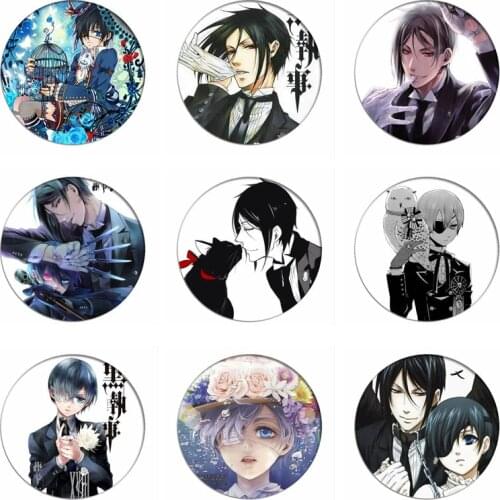 Black Butler Ciel Phantomhive Cosplay Badge Sebastian Michaelis Brooch Pins Collection Badges for Backpacks Clothes
