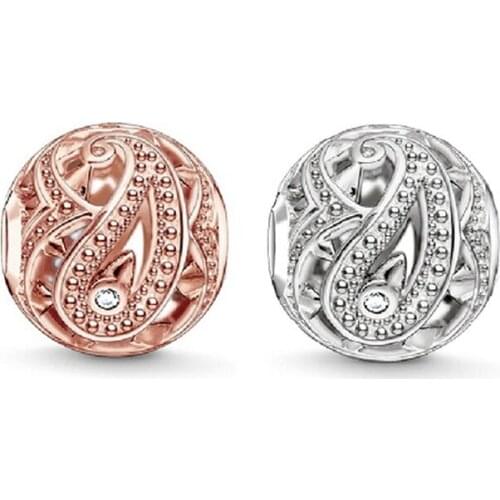 Rose Gold Color Paisley Design Beads, Thomas Style DIY Karma Beads for Ts Jewelry Making Fit Bracelets Necklaces for Women Men