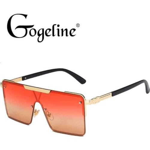 One Piece Square Sunglasses for Women Luxury Brand Oversized Men sun glasses Retro Male Gradient uv400 Pink Green Metal Frame