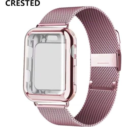 Case+Strap for Apple Watch Band 44mm 40mm 42 mm 38mm Accessories stainless steel bracelet Magnetic loop correa iWatch 3 4 5 6 se