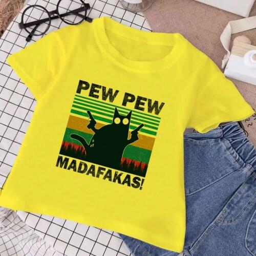 Childrens Short Sleeve T-shirt Novelty T-shirts Boy Kid Boys And Girls Tops Shirts Summer Tshirts Casual Cat Crew Neck Fashion