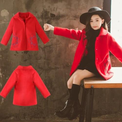 Children Coat Autumn Winter Woolen Overcoat with Sunflower Jacket and Cotton Jacket Kids Coat 4-12 Ages