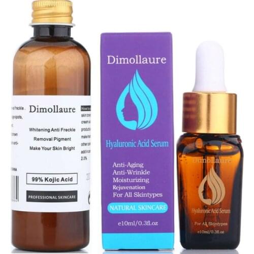 Dimollaure 30g pure Kojic Acid whitening cream+Hyaluronic acid serum removal Freckle Acne scar pigment melanin Wrinkle skin care
